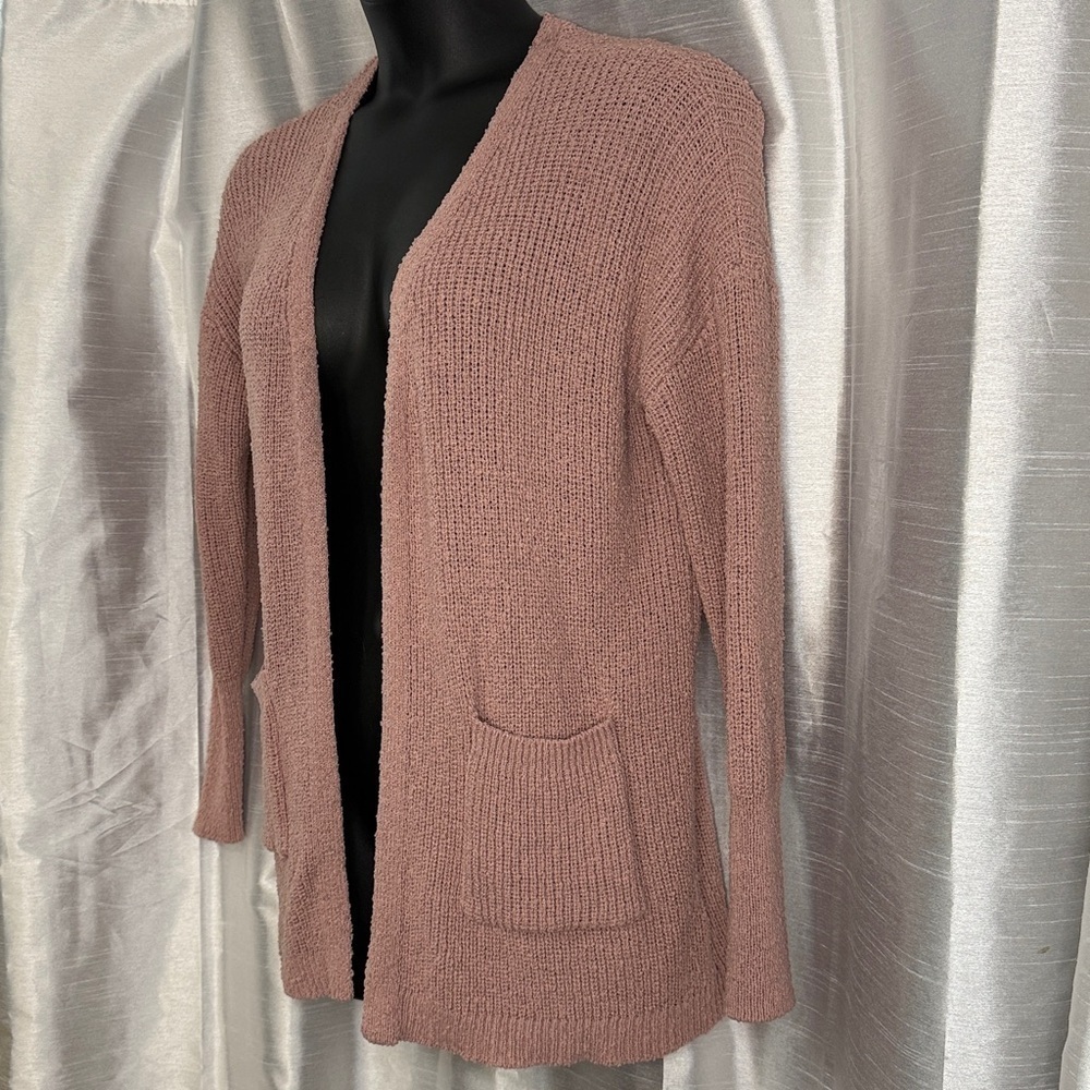 Rachel Zoe Open Cardigan Sweater Pink Long Sleeve Pockets Duster Women’s Small - Picture 3 of 7